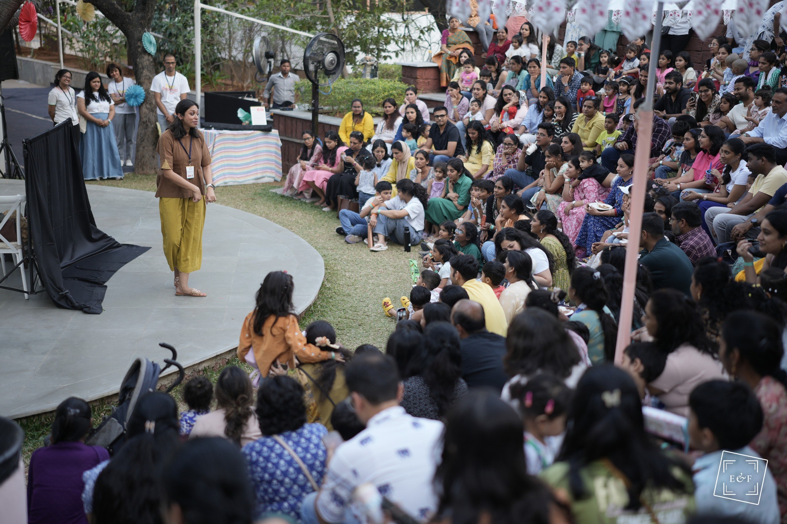 Open-air performance before a crowd